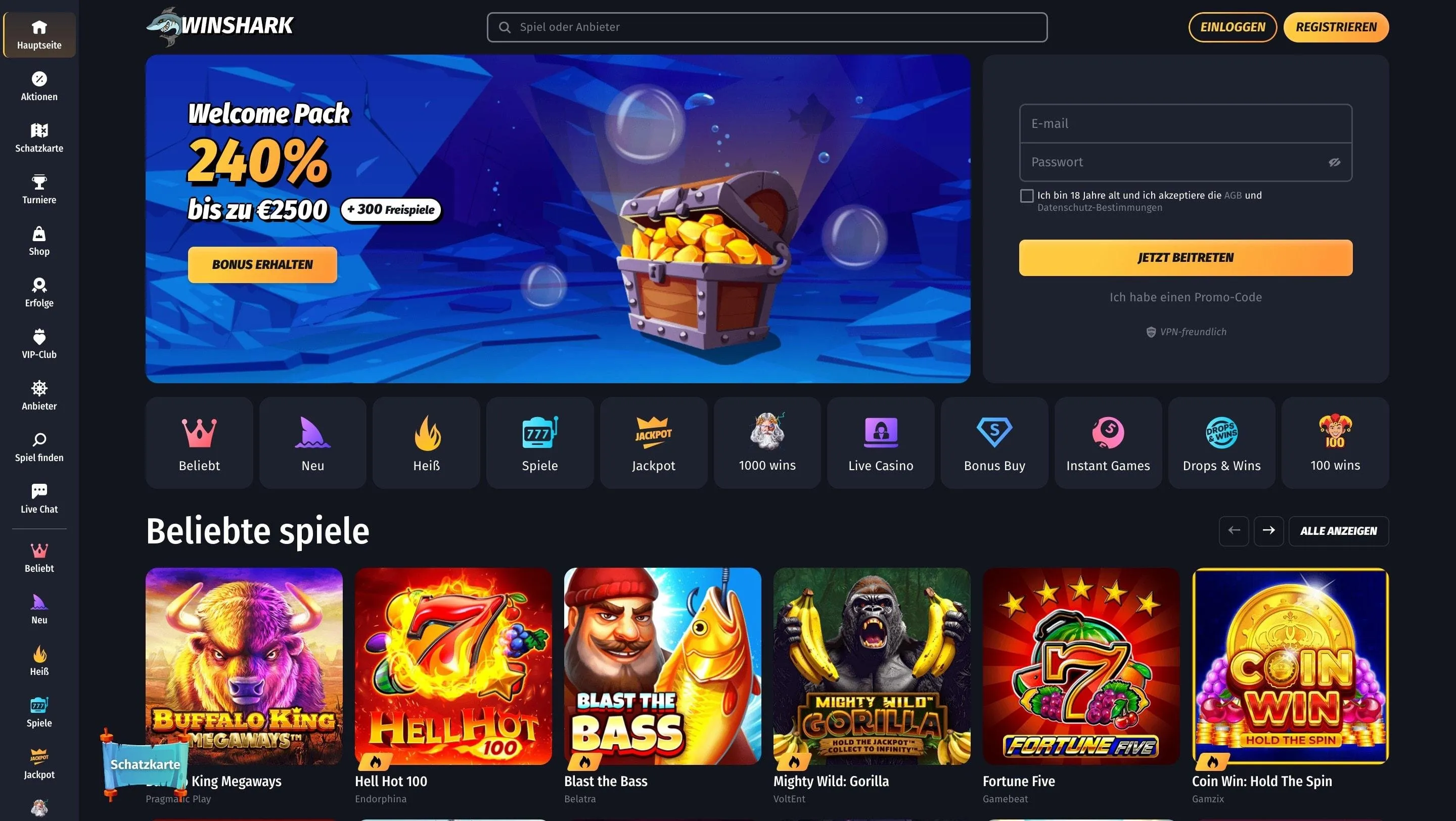 Winshark Casino im Ausland Winshark Online Casino Ausland