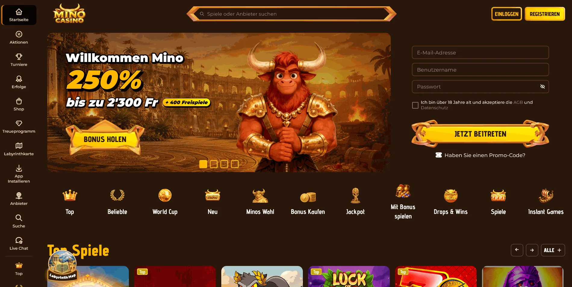 Mino Casino mit Schweizer Franken
