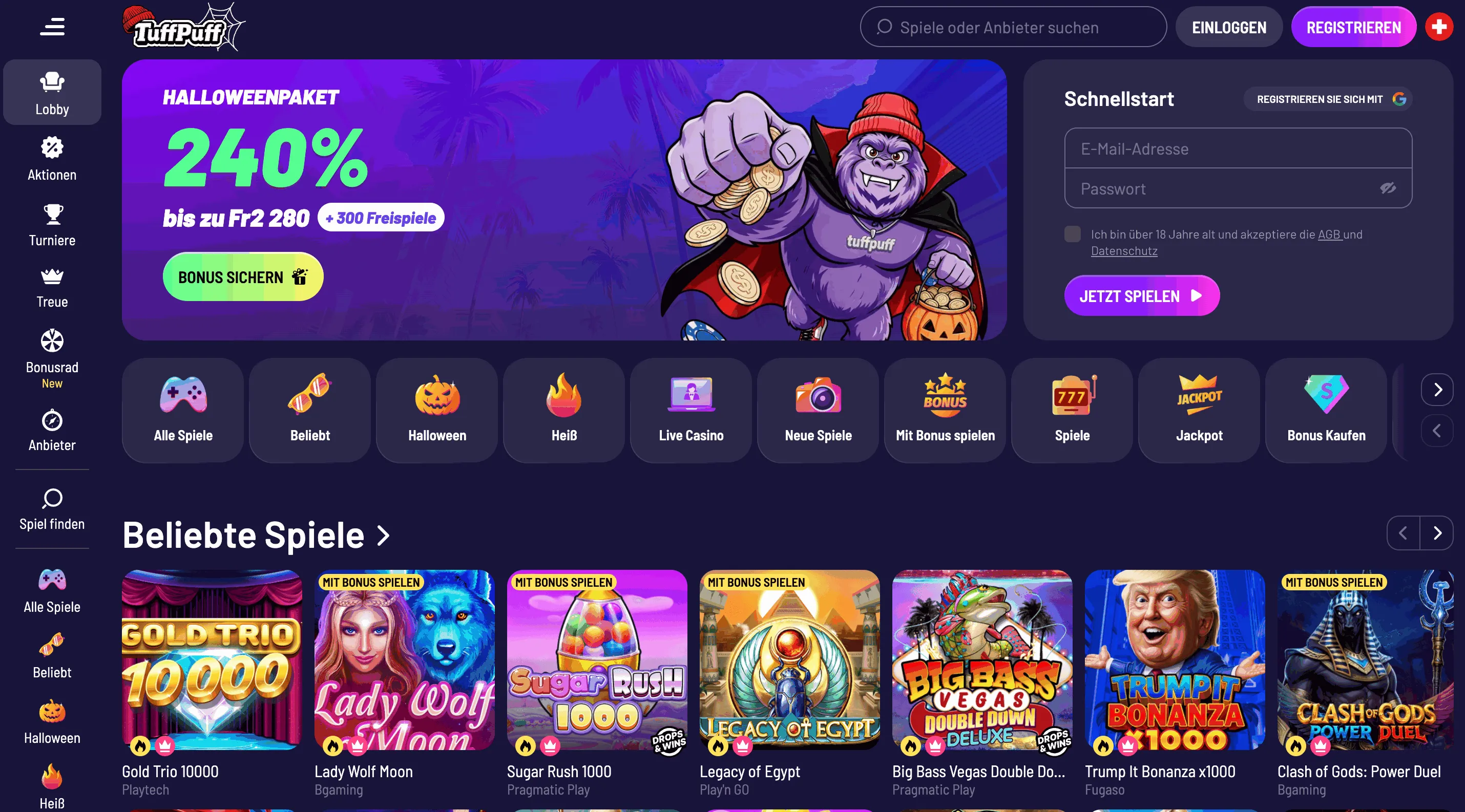 TuffPuff Online Casino im Ausland